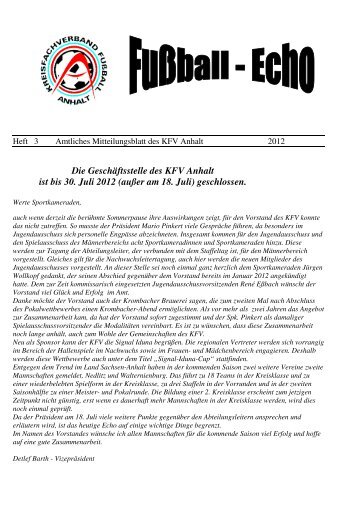 Heft 3 - Amtliches Mitteilungsblatt des KFV Anhalt 2012