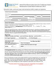 Hotel/Food Reservation form for Conference Hotel - Missouri State ...