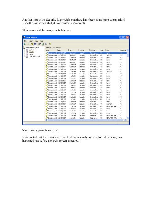 Analysis and Evaluation of the Windows Event Log - Bill Buchanan