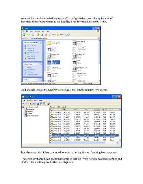 Analysis and Evaluation of the Windows Event Log - Bill Buchanan