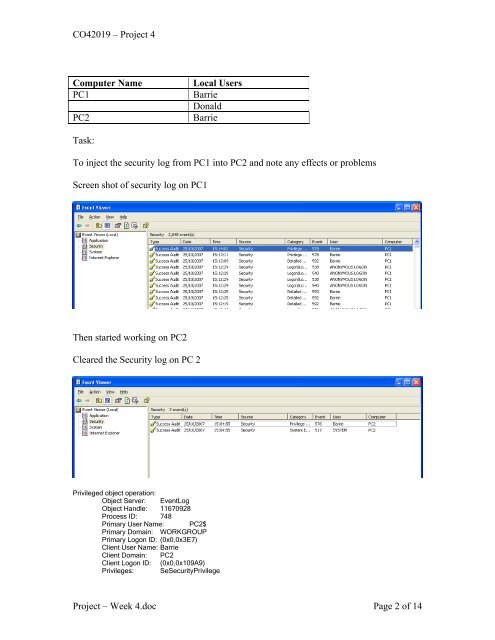 Analysis and Evaluation of the Windows Event Log - Bill Buchanan