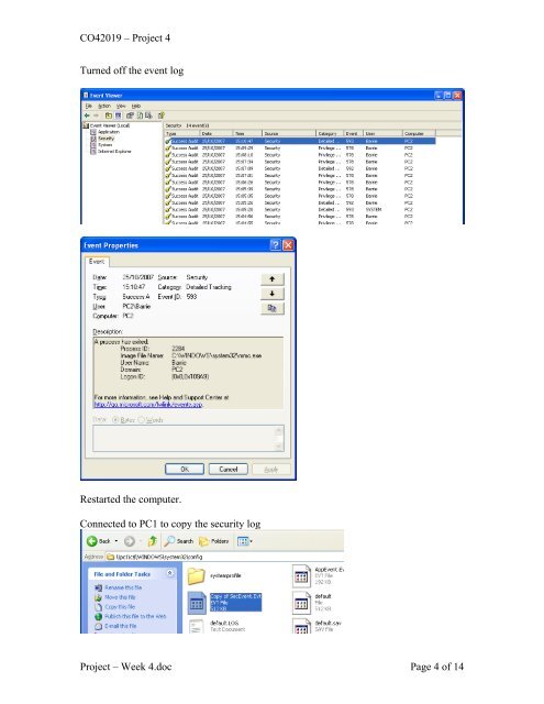 Analysis and Evaluation of the Windows Event Log - Bill Buchanan