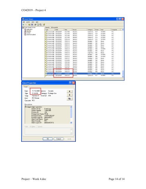 Analysis and Evaluation of the Windows Event Log - Bill Buchanan