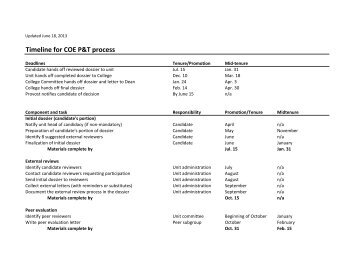 Timeline for COE P&T process - College of Engineering