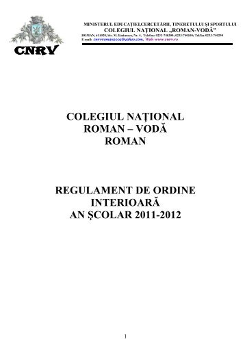 colegiul naÅ£ional roman â vodÄ roman regulament de ordine ... - CNRV