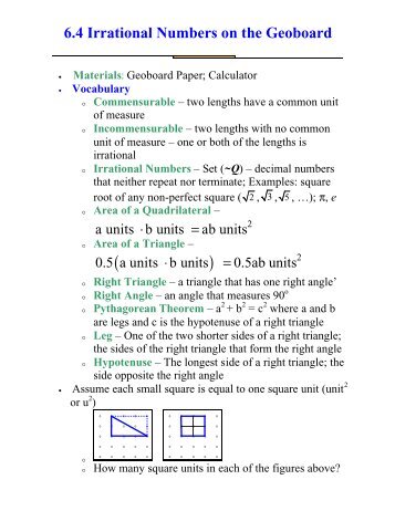 6.4 Irrational Numbers on the Geoboard