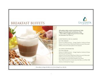 BREAKFAST BUFFETS - La Costa Resort and Spa