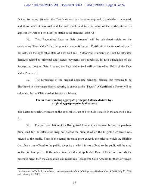 Declaration of K. Rehns in Support of Plaintiffs' Motion for - Lehman ...