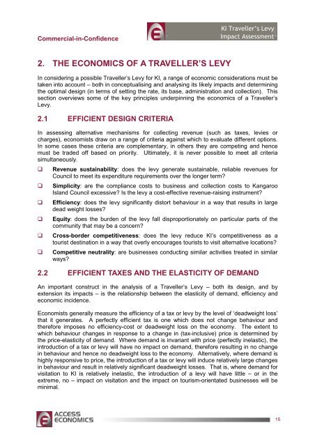 KI Traveller's Levy Economic Impact Assessment - Kangaroo Island ...