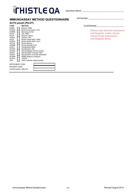 Immunoassay MQ - Thistle QA