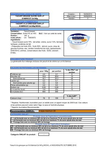 Yaourt à la grecque sur lit d'abricot 2x140 g ... - Mercuriale.net