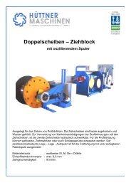 Doppelscheiben – Ziehblock -  Hüttner Maschinenfabrik
