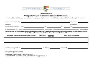 Antrag auf Ehrungen durch den Nordbayerischen ... - nbmb-wue.de