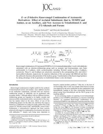 E- or Z-Selective Knoevenagel Condensation of Acetoacetic ...