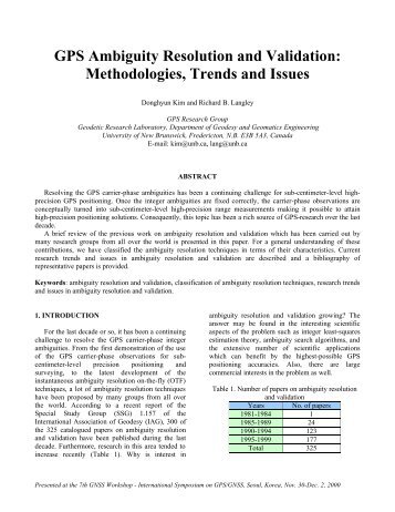 GPS Ambiguity Resolution and Validation - University of New ...