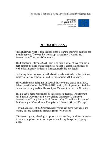 MEDIA RELEASE - Coventry & Warwickshire Chamber of Commerce