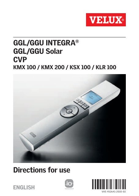 INTEGRA Electric (GGL) - Directions For Use - Velux