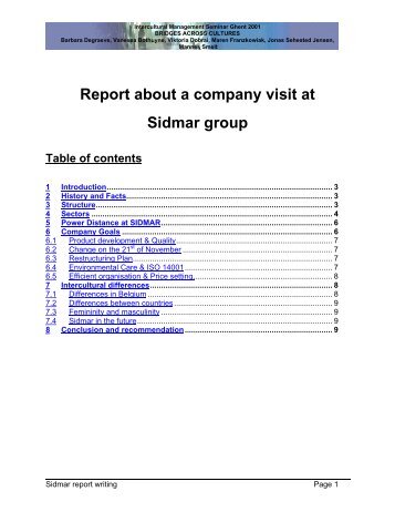 Report about a company visit at Sidmar group