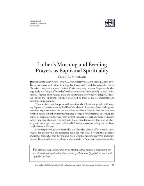 Download Article PDF - Word & World - Luther Seminary