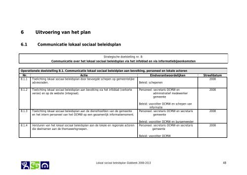 Lokaal Sociaal Beleidsplan 2008-2013 - Gemeente glabbeek