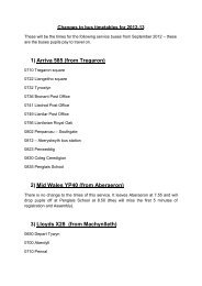 Service Bus only Timetable - Penglais School