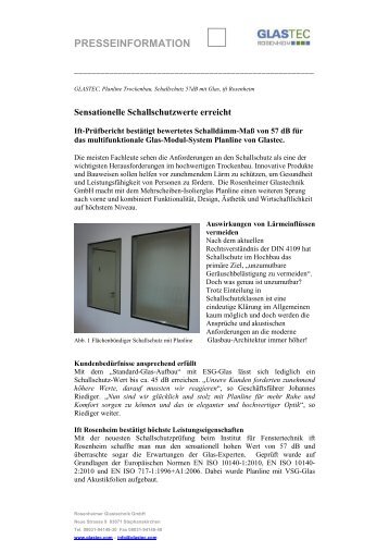 Pressebericht Schallschutz57dB - GLASTEC Rosenheim