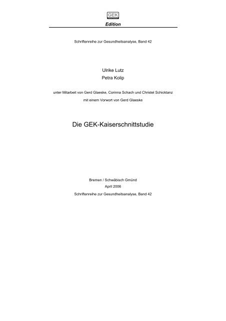 GEK-Studie: GEK-Kaiserschnittstudie - Geburtskanal