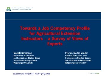 Towards a Job Competency Profile for Agricultural Extension ...