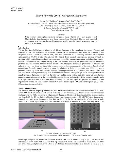 Silicon Photonic Crystal Waveguide Modulators - Optical ...