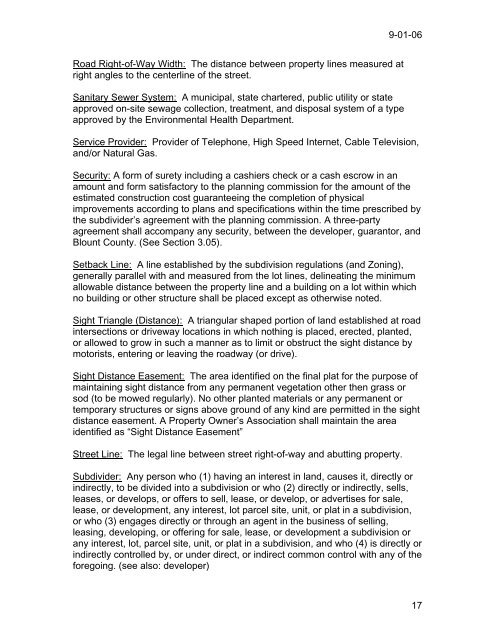 Subdivision Regulations - Blount County Government