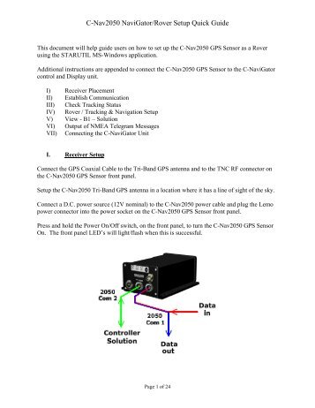 C-Nav2050 RTK-Rover Quickstart Guide