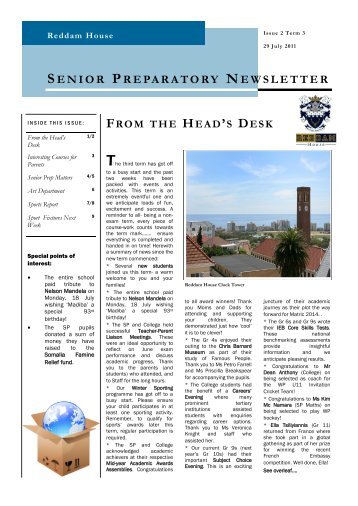 SP Mini Newsletter Issue 2 Term 3 - Reddam House