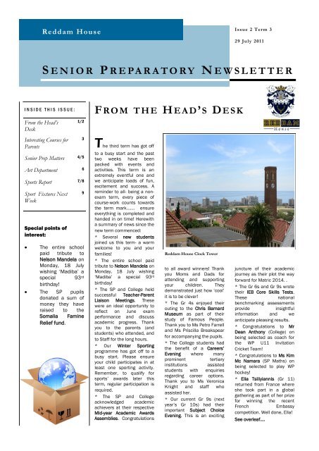 SP Mini Newsletter Issue 2 Term 3 - Reddam House