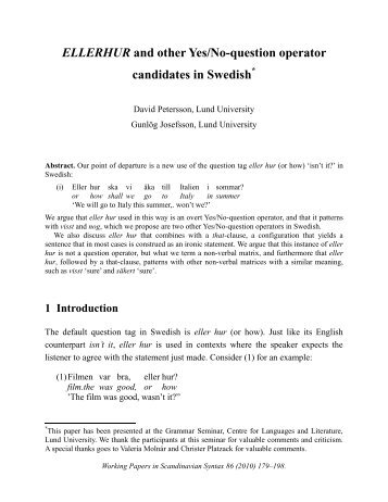 ELLERHUR and other Yes/No-question operator ... - Lunds universitet