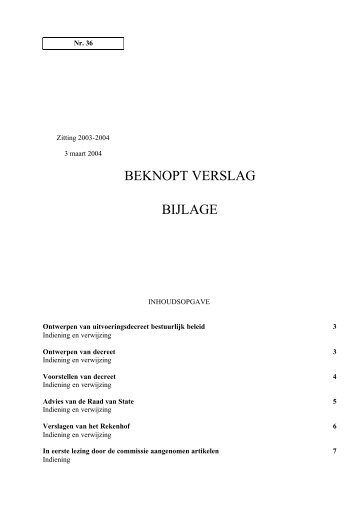 BEKNOPT VERSLAG BIJLAGE - Vlaams Parlement