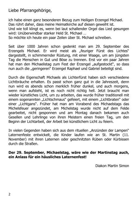 Pfarrbrief September 2013 - Pfarreiengemeinschaft Hangard ...