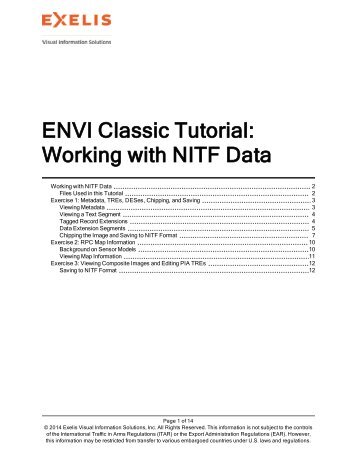ENVI Classic Working with NITF Data
