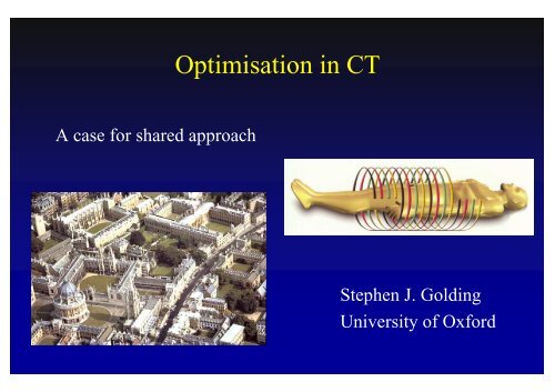 Optimisation in CT - CT users group