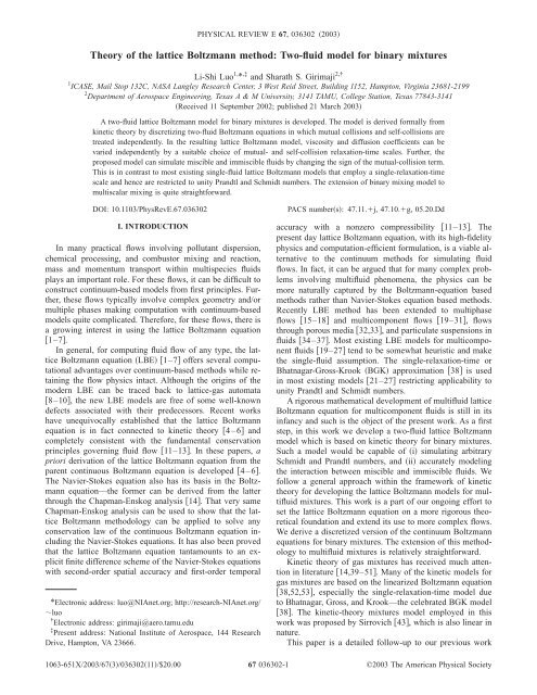 Theory of the lattice Boltzmann method: Two-fluid ... - ResearchGate