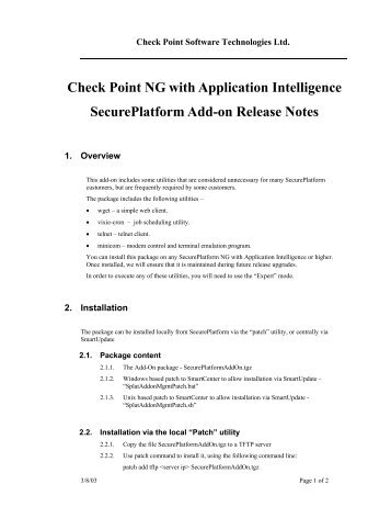 Check Point NG with Application Intelligence Secureplatform Add-on