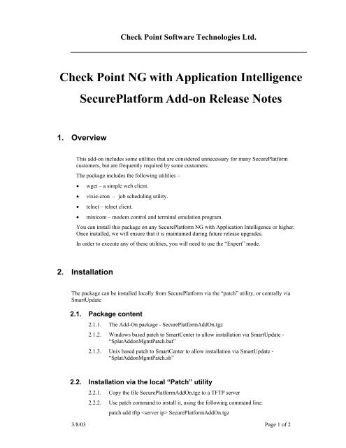 Check Point NG with Application Intelligence Secureplatform Add-on
