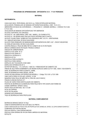 01. Lista de material para os PAs Ortodontia I e II (arquivo PDF, 23KB)