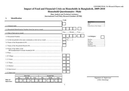 Full food and financial crisis impact questionnaire - Gender ...