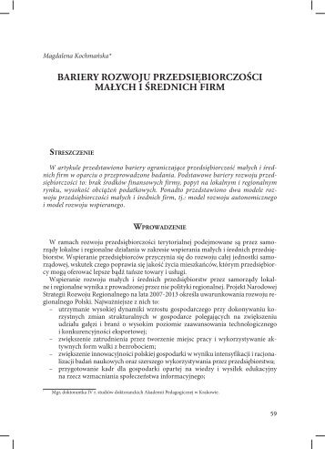 bariery rozwoju przedsiębiorczości małych i średnich firm