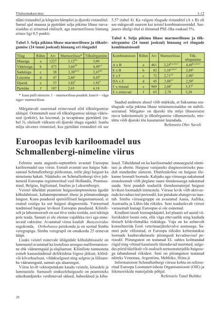 Eesti loomakasvatus 2011. aastal - TÃµuloomakasvatus