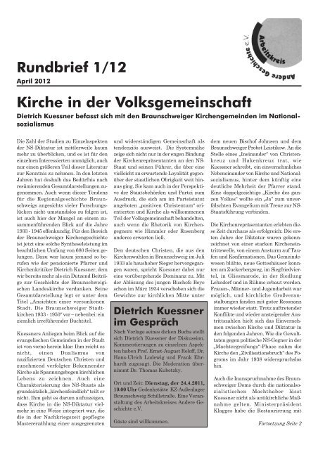 Rundbrief 1/2012 - Arbeitskreis andere Geschichte e.V.