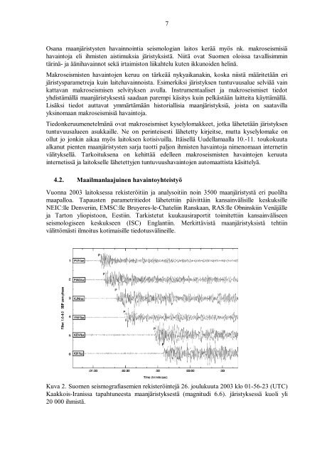 helsingin yliopisto seismologian laitos raportti - Seismologian instituutti