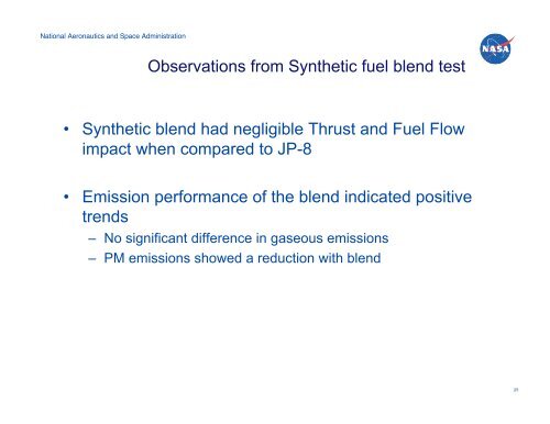 NASA Emissions Reduction and Alternative Fuels Research UTIAS ...