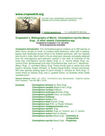 Myrrh & Related Commiphora - Cropwatch