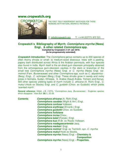 Myrrh & Related Commiphora - Cropwatch